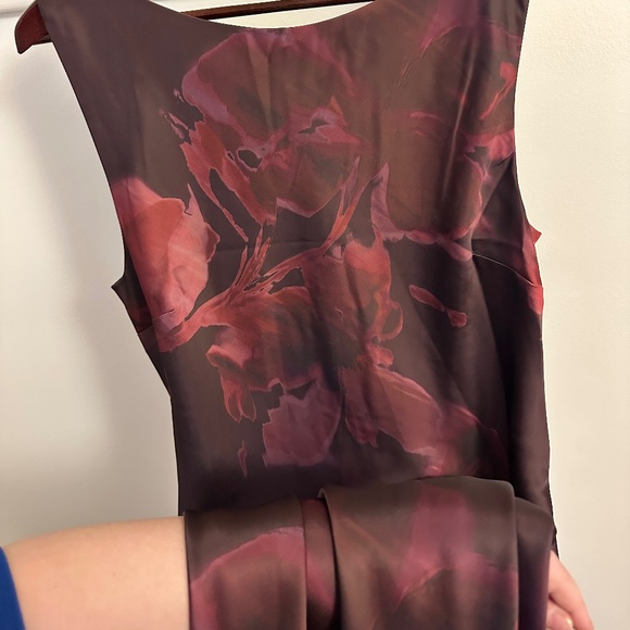 Dynamite Burgundy Floral Silky Slip Midi Dress NWT Size L - Picture 6 of 7